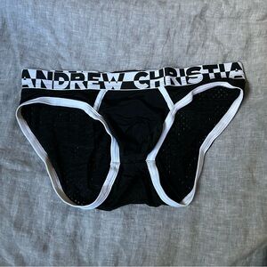 Andrew Christian Almost Naked Mesh Gym Briefs Black Size Large New